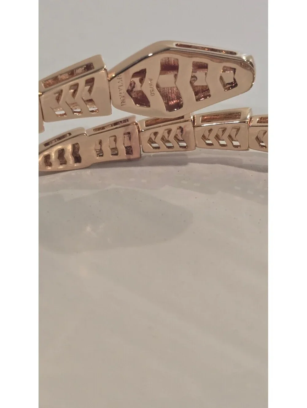 Rose Gold Tone Serpenti Style Bracelet with CZ, Adjustable Luxury Bangle Gift